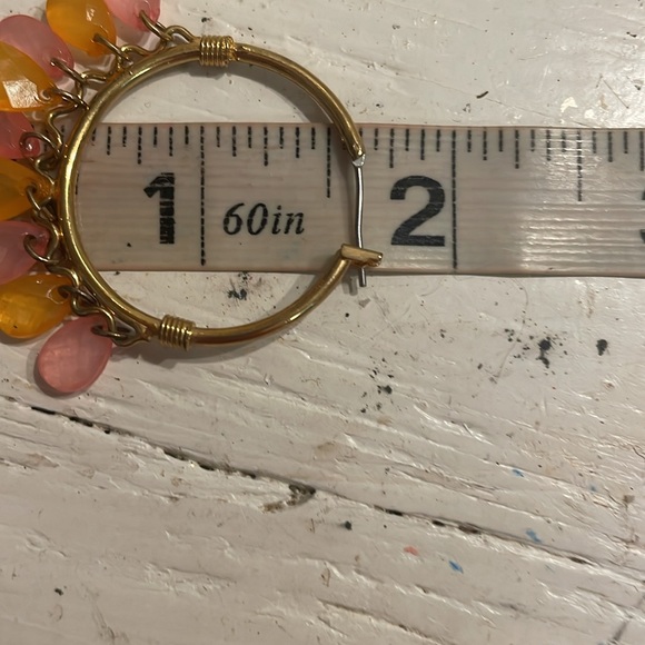 1.75” gold plated hypoallergenic Cleopatra open hoop latch back earrings - Picture 11 of 12